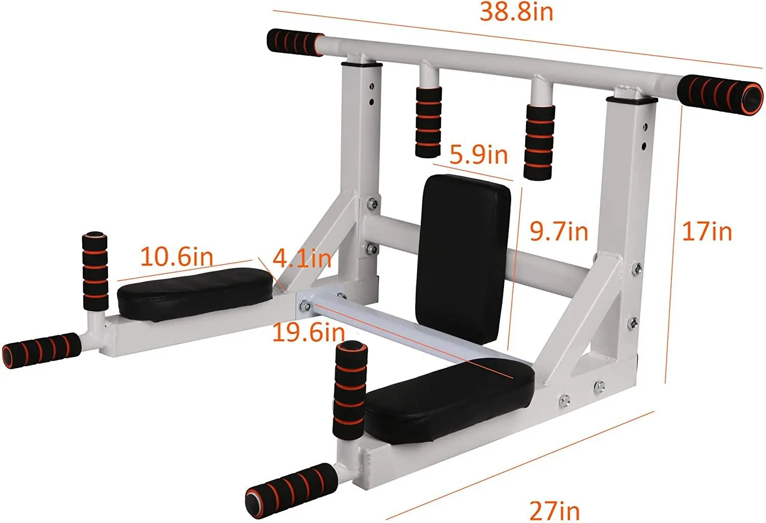 2 in 1 Wall Mounted Pull Up Bar Multifunctional Chin Up Bar and Dip Station