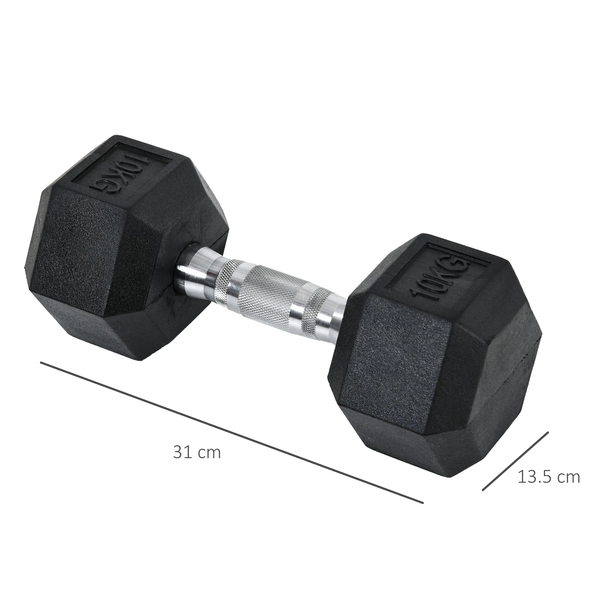 2 x 10KG Hex Dumbbells Set Rubber Dumbbells Weight Lifting Equipment Fitness Home Gym