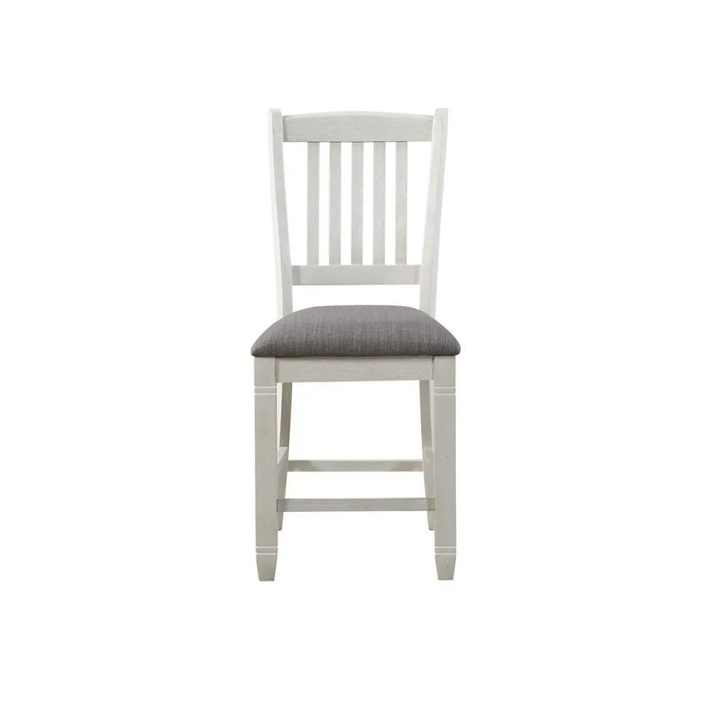 25" Slatted Back Counter Height Chair,Set of 2,Antique White By Casagear Home