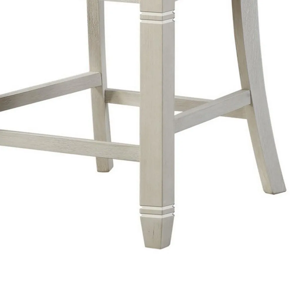 25" Slatted Back Counter Height Chair,Set of 2,Antique White By Casagear Home