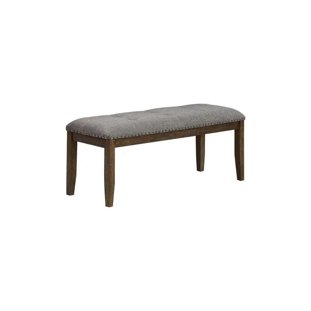 48" Tufted Upholstered Nailhead Trim Bench, Brown and Gray By Casagear Home