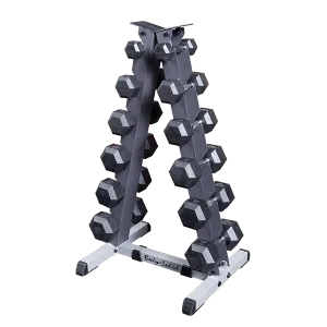 5-30lb 6 Pair Rubber Dumbbell Set with Rack