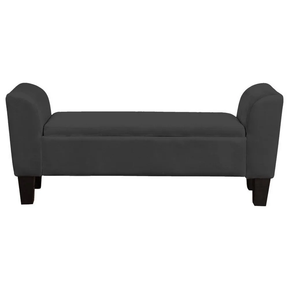 55 Inch Accent Storage Bench with Performance Velvet Upholstery, Black By Casagear Home