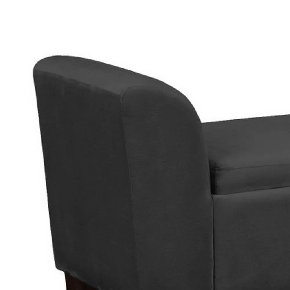 55 Inch Accent Storage Bench with Performance Velvet Upholstery, Black By Casagear Home