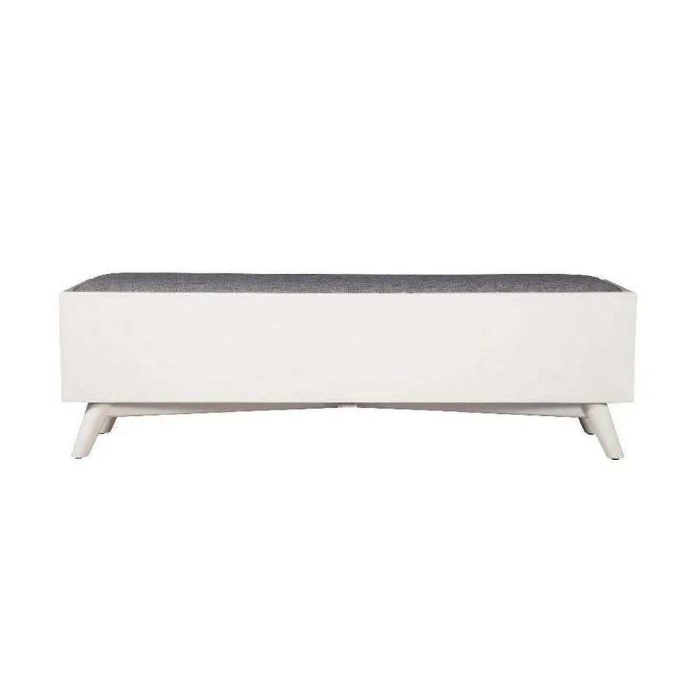 59" Fabric Upholstered Bedroom Bench with 2 Storage Drawers, White By Casagear Home