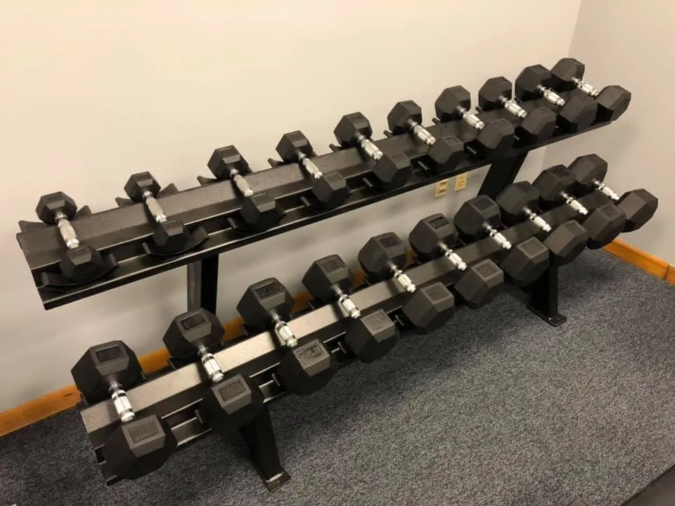 80-100LB Rubber Hexagon Dumbbells