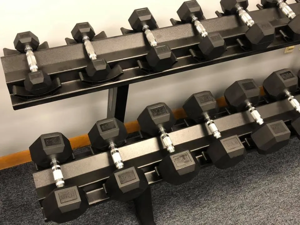 80-100LB Rubber Hexagon Dumbbells