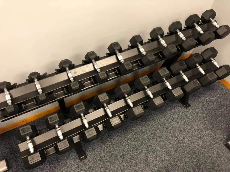 80-100LB Rubber Hexagon Dumbbells