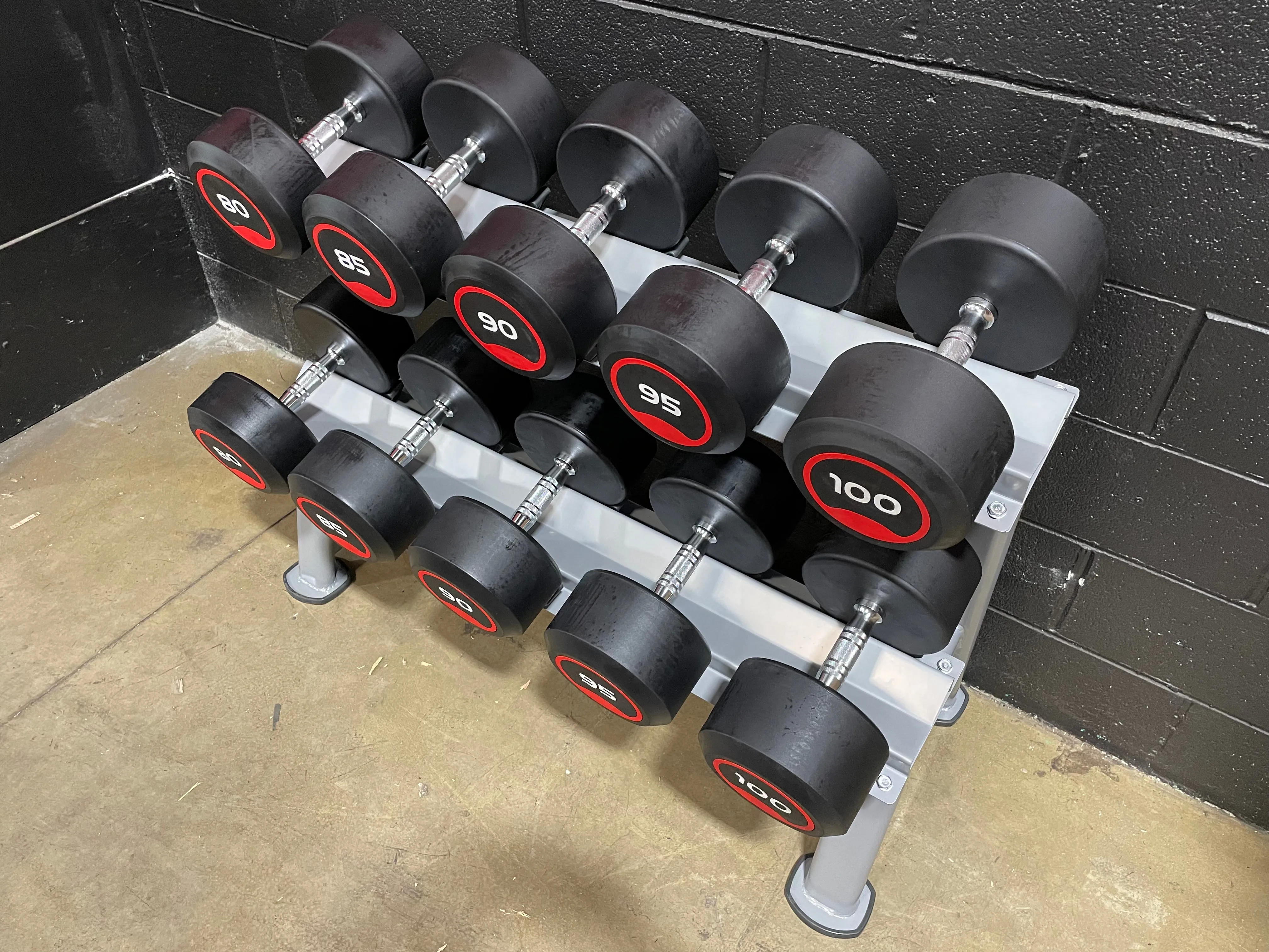 80LB-100LB Pro Style Rubber Dumbbell Set lol