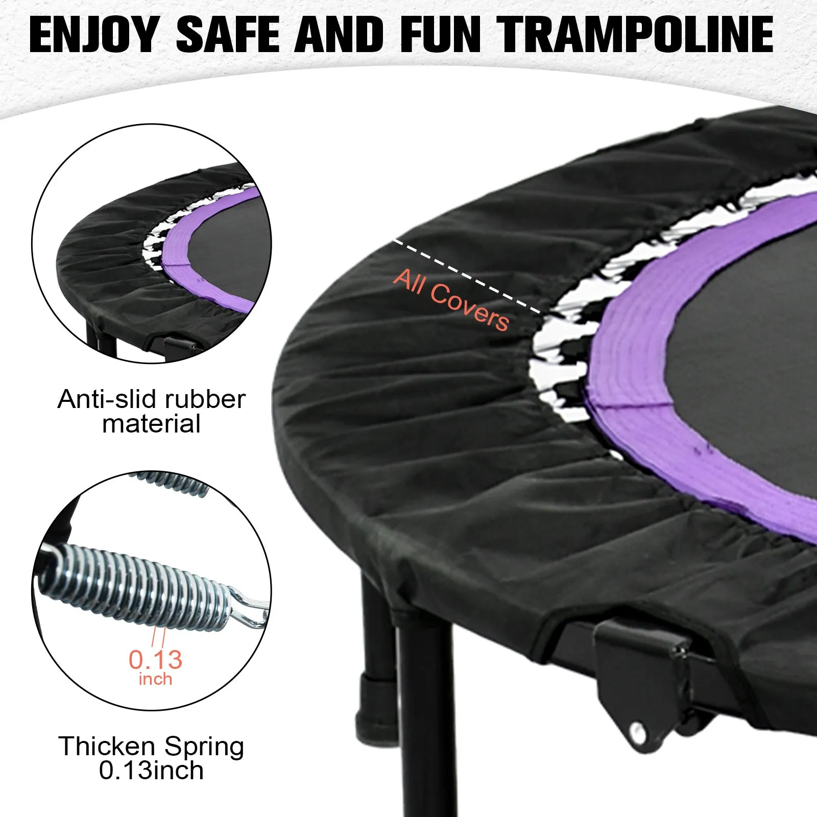 Advwin Mini Trampoline w/Adjustable Handle 48"