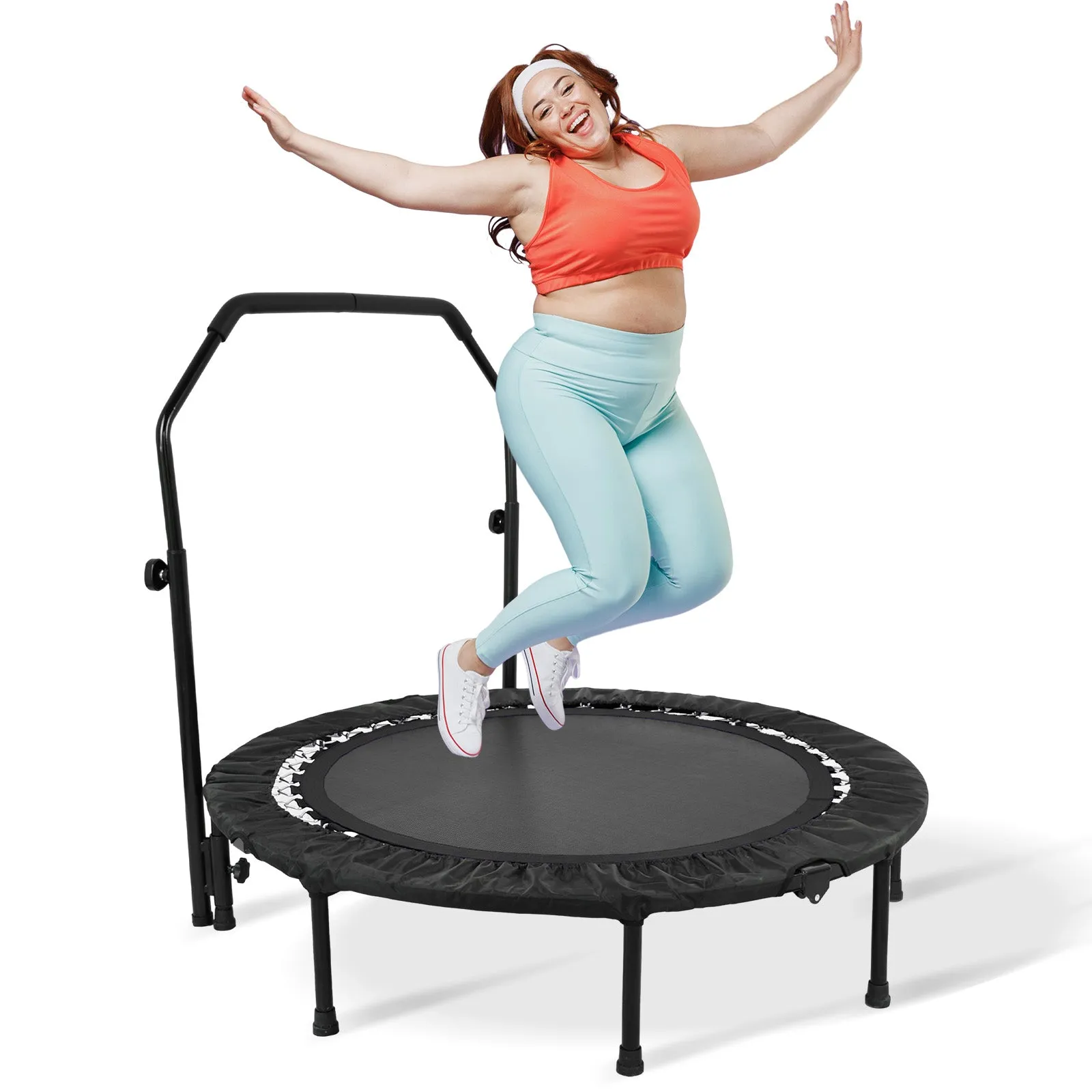 Advwin Mini Trampoline w/Adjustable Handle 48"