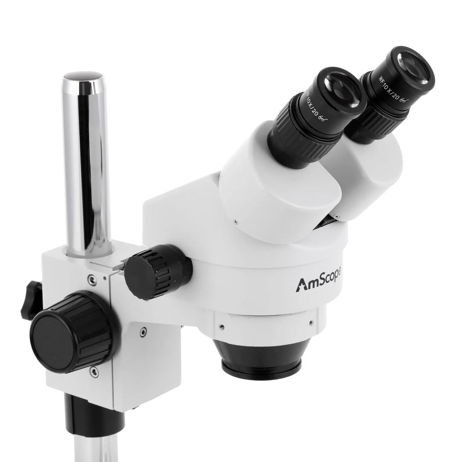 AmScope SM-1 Series Inspection and Dissecting Zoom Binocular Stereo Microscope with 56 LED Compact Ring Light and Optional Digital Camera on Compact Pillar Stand