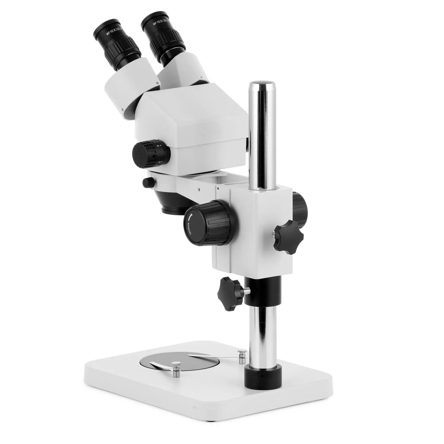 AmScope SM-1 Series Inspection and Dissecting Zoom Binocular Stereo Microscope with 6W Dual-Gooseneck LED Illuminator on Compact Pillar Stand