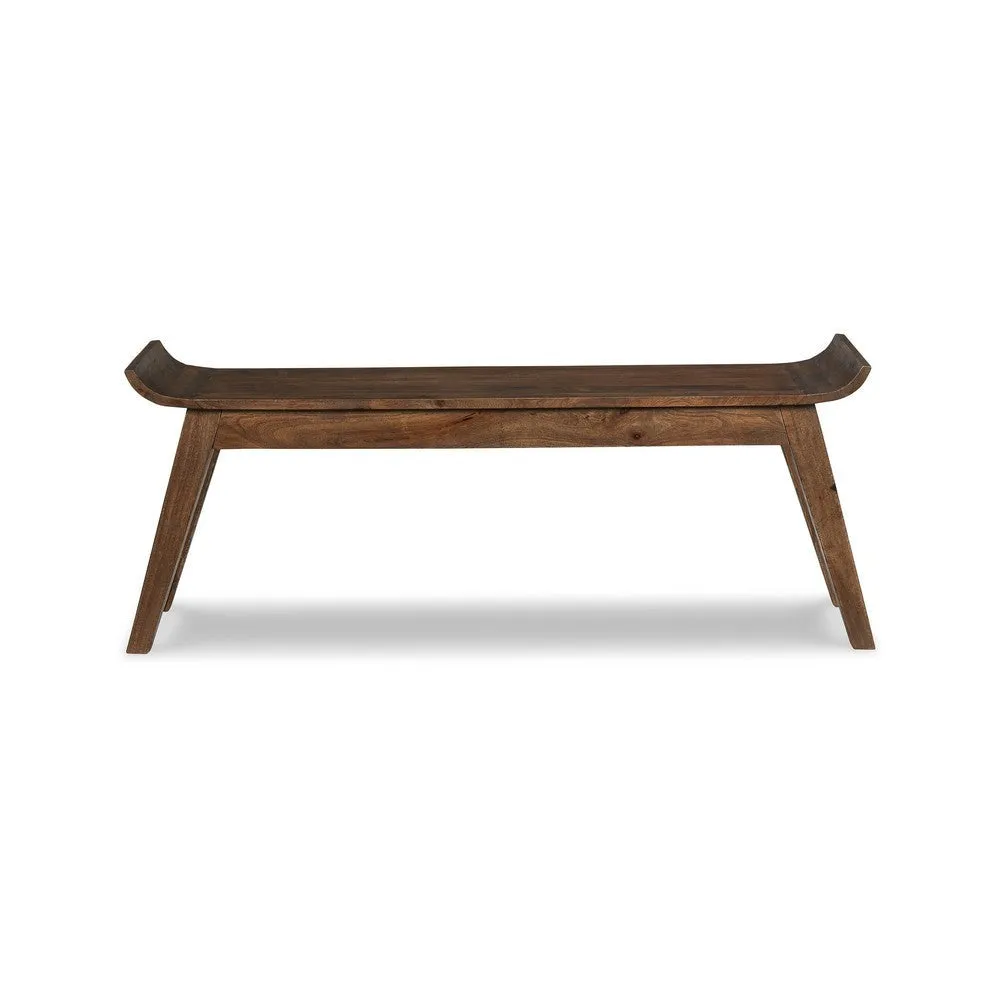 Annie Accent Bench, Curved Edge, Tapered Legs, Brown Solid Wood, 49 Inch By Casagear Home