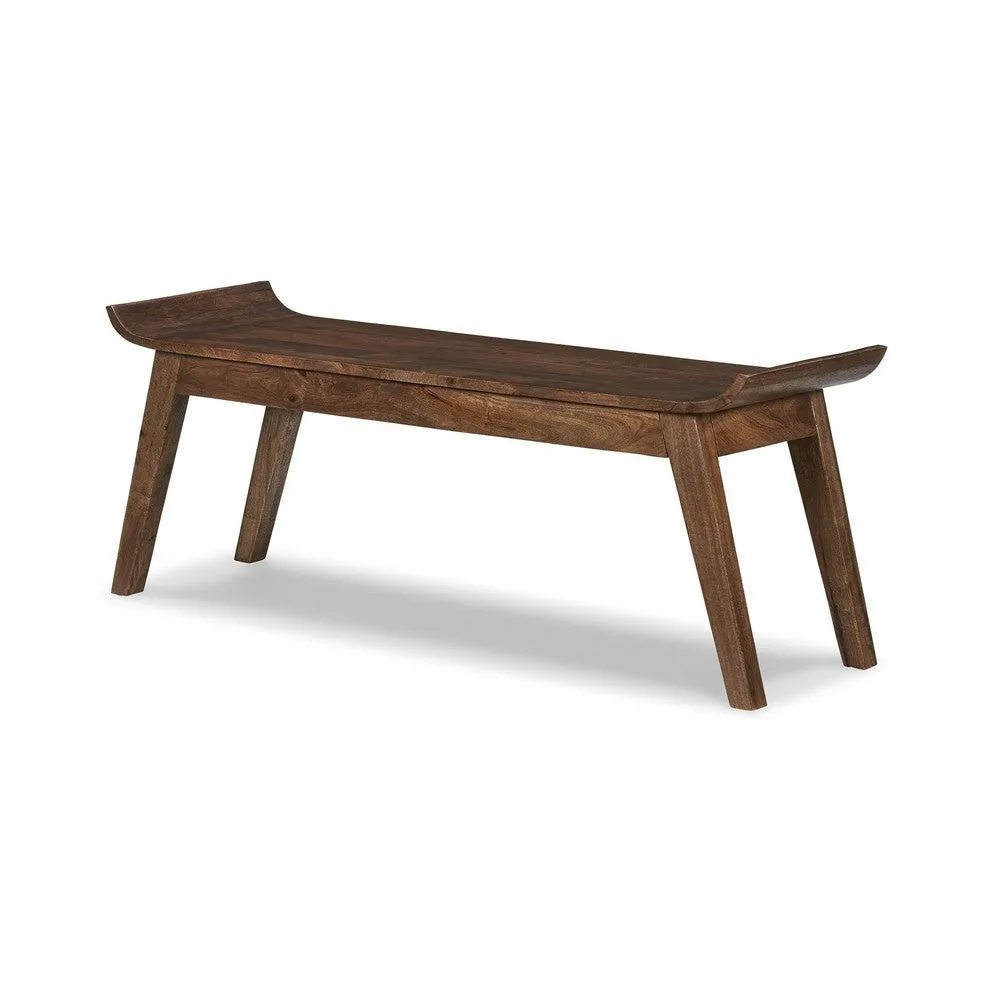 Annie Accent Bench, Curved Edge, Tapered Legs, Brown Solid Wood, 49 Inch By Casagear Home