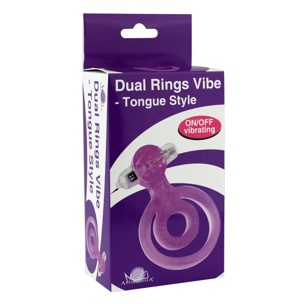 Aphrodisia Vibrating Dual Cock & Ball Rings With Tongue