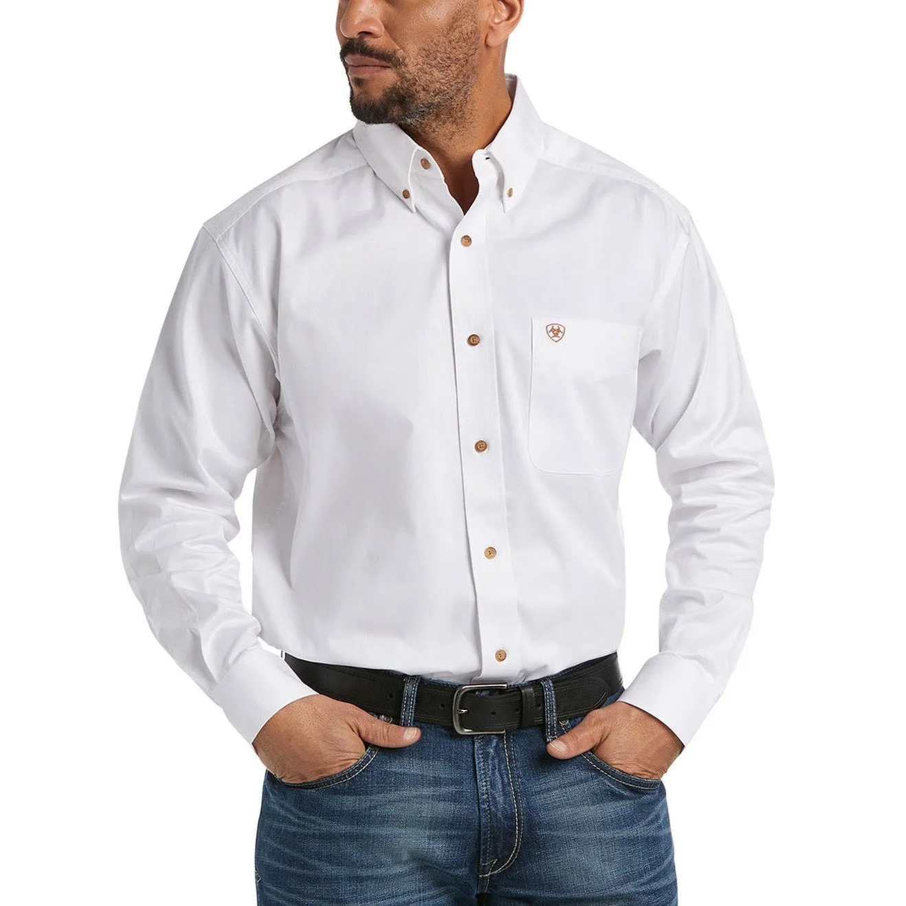 Ariat® Men's Solid Twill White Long Sleeve Button Shirt 10000503