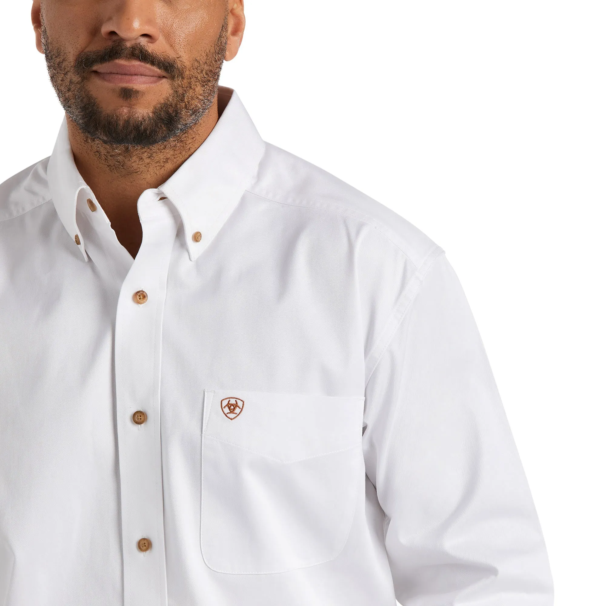 Ariat® Men's Solid Twill White Long Sleeve Button Shirt 10000503