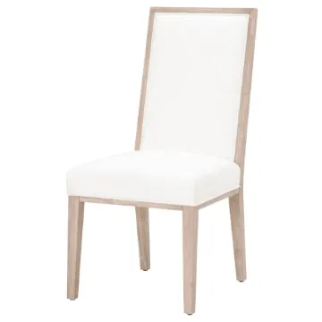 Armless Dining Chair with Wooden Legs, Set of 2, White and Brown By Casagear Home