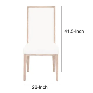 Armless Dining Chair with Wooden Legs, Set of 2, White and Brown By Casagear Home