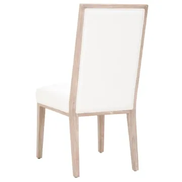 Armless Dining Chair with Wooden Legs, Set of 2, White and Brown By Casagear Home