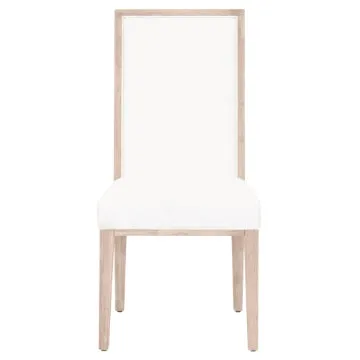 Armless Dining Chair with Wooden Legs, Set of 2, White and Brown By Casagear Home