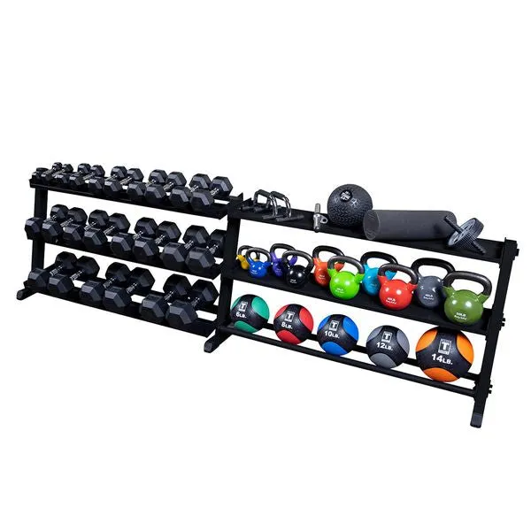 Body Solid 5-50lb Hex Rubber Dumbbell Set With GDR60B Rack