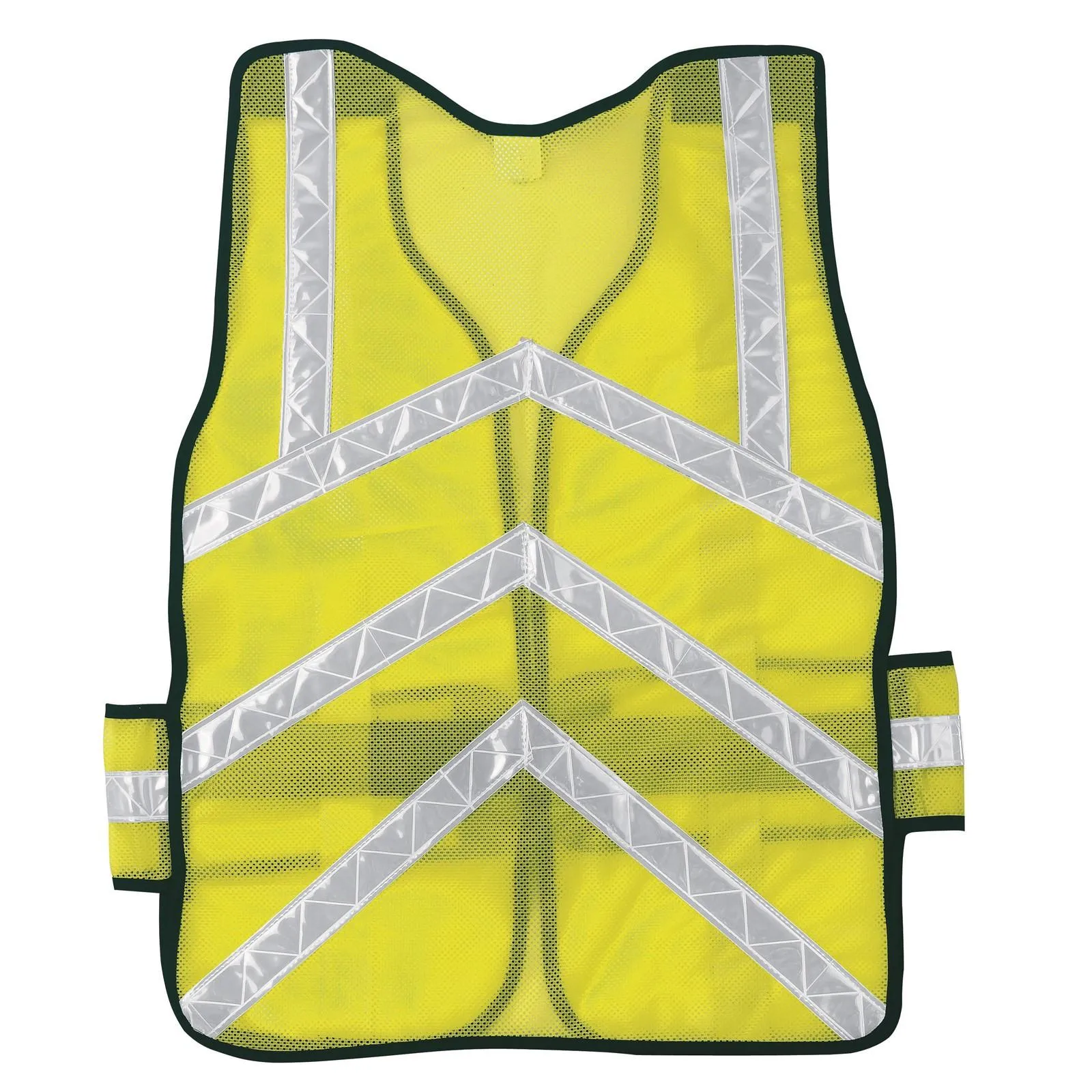 CHEV2L MCR Chevron,Tear Away,Polyester Mesh Safety Vest,1 3/8" White Stripe,19"x54",LIME