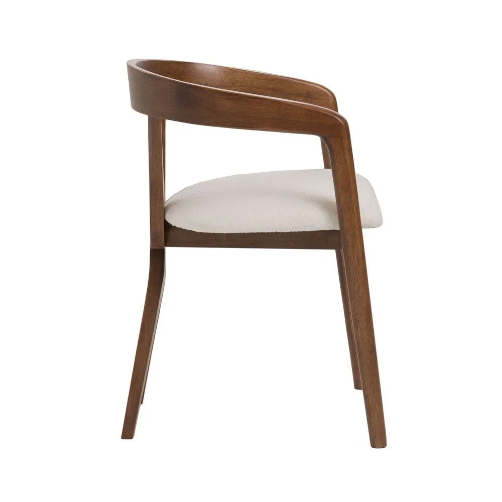 Cid Xeu 23 Inch Dining Chair, Round Cross Back, White Cushioned Seat, Brown By Casagear Home