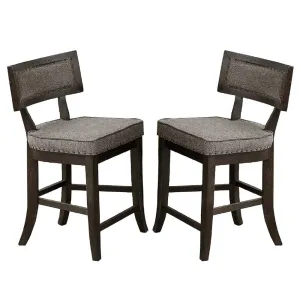 Curved Top Wooden High Chair with Flared Legs, Set of 2, Gray By Casagear Home