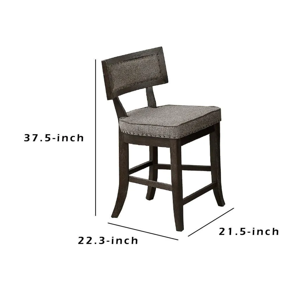 Curved Top Wooden High Chair with Flared Legs, Set of 2, Gray By Casagear Home