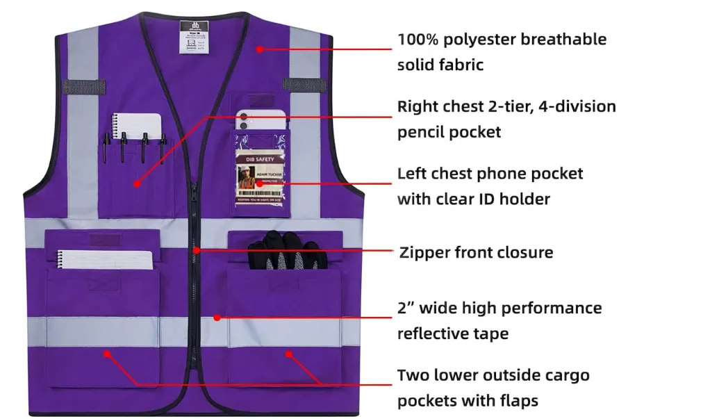 Dib Safety Reflective Vest - Purple