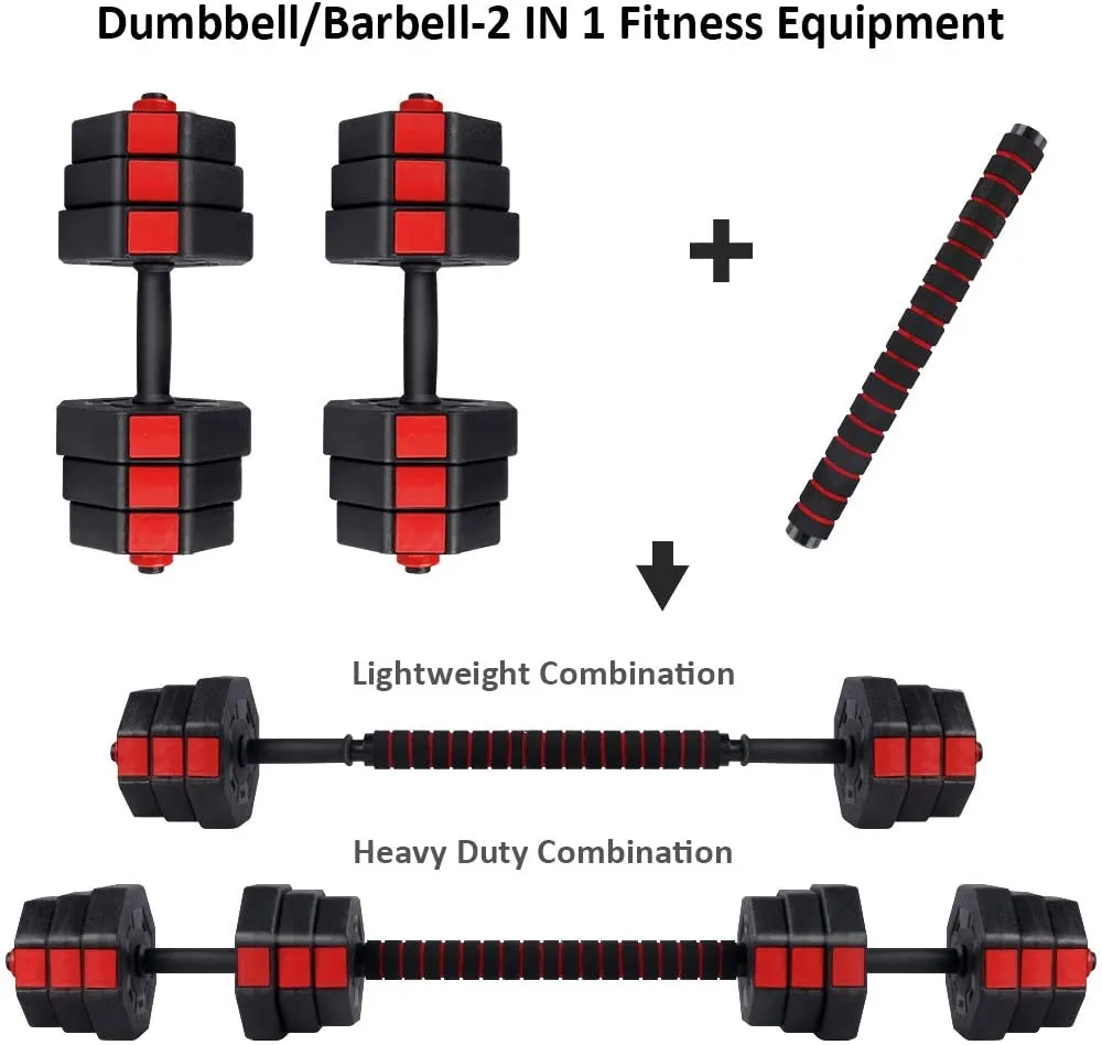 Dumbbells Set, Adjustable Weights 3-in-1 Set Barbell 44Lb/66Lb, Home Gym Equipment for Men Women Gym Workout Fitness Exercise with Connecting Rod