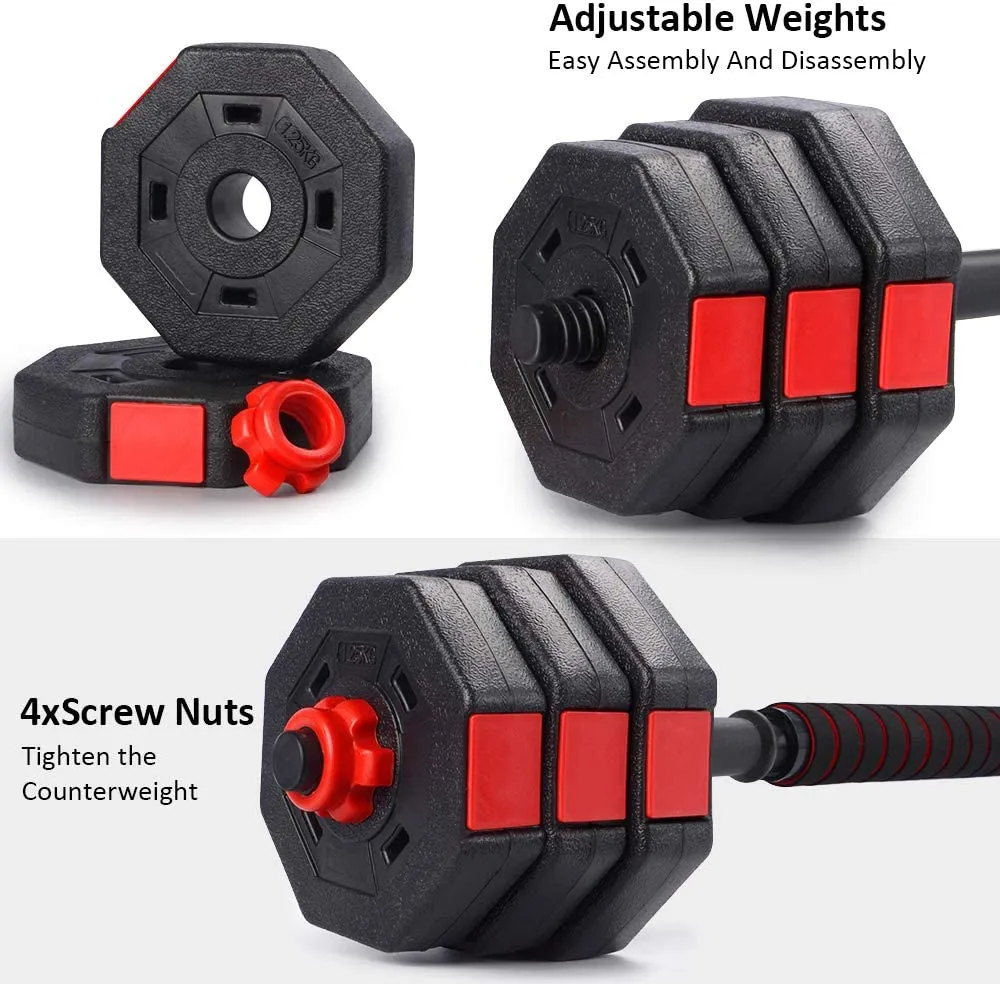 Dumbbells Set, Adjustable Weights 3-in-1 Set Barbell 44Lb/66Lb, Home Gym Equipment for Men Women Gym Workout Fitness Exercise with Connecting Rod