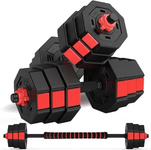 Dumbbells Set, Adjustable Weights 3-in-1 Set Barbell 44Lb/66Lb, Home Gym Equipment for Men Women Gym Workout Fitness Exercise with Connecting Rod