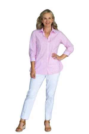 Equinox - Contrast Stripe Semi-Fitted 3/4 sleeve shirt - Pink