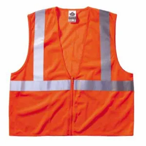 Ergodyne GloWear 8210Z Class 2 Economy Vests with Pocket, Zipper Closure, S/M, Orange, 21043