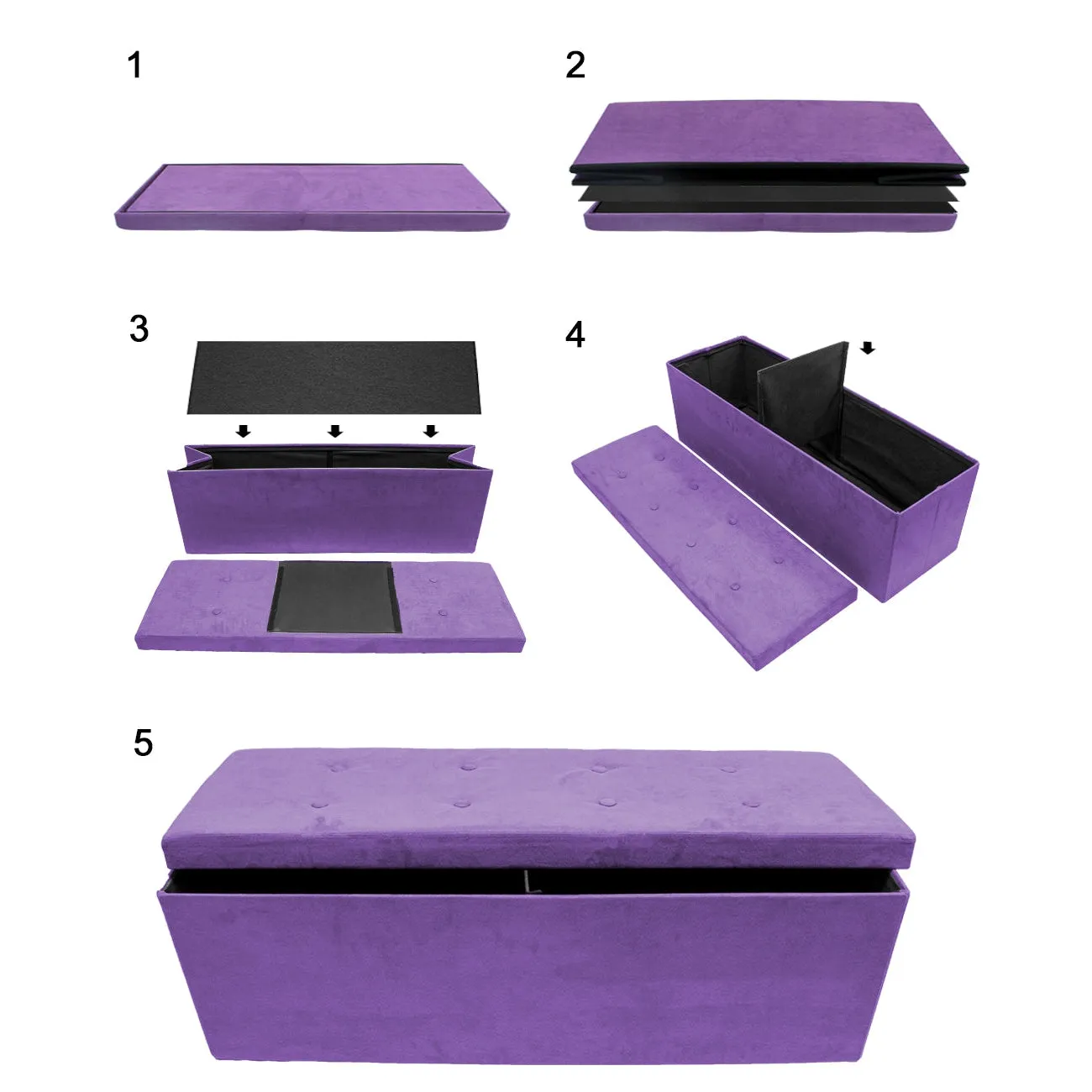 Faux Suede Storage Bench (Large)