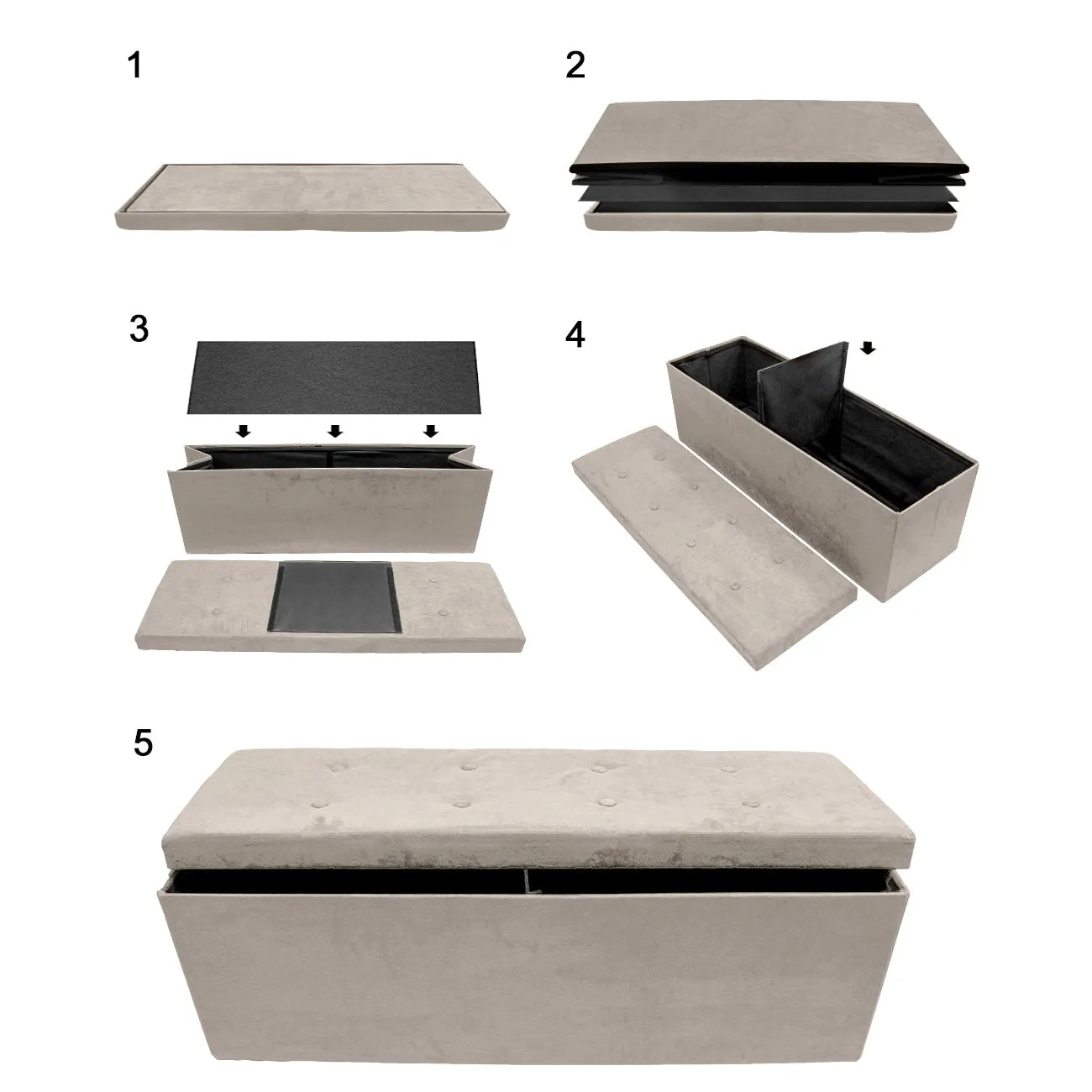 Faux Suede Storage Bench (Large)