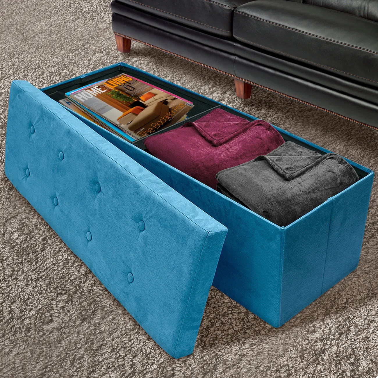 Faux Suede Storage Bench (Large)