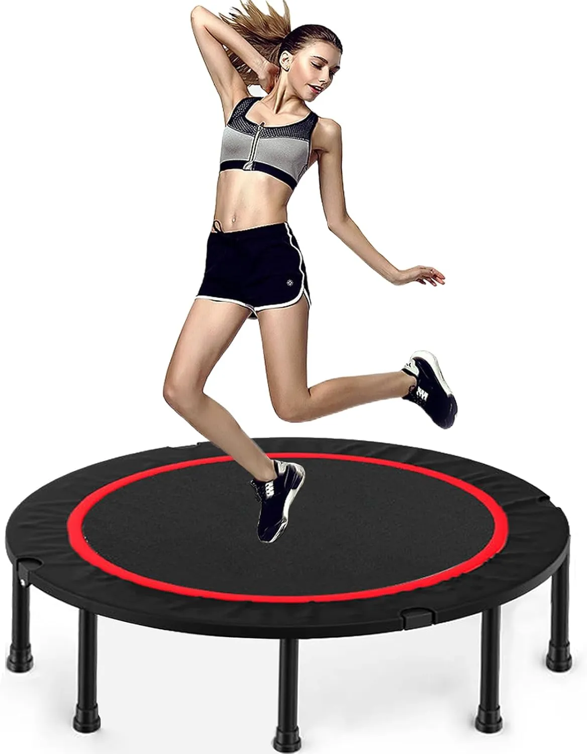 Foldable 48-Inch Round Fitness Trampoline with Premium Springs 350kg