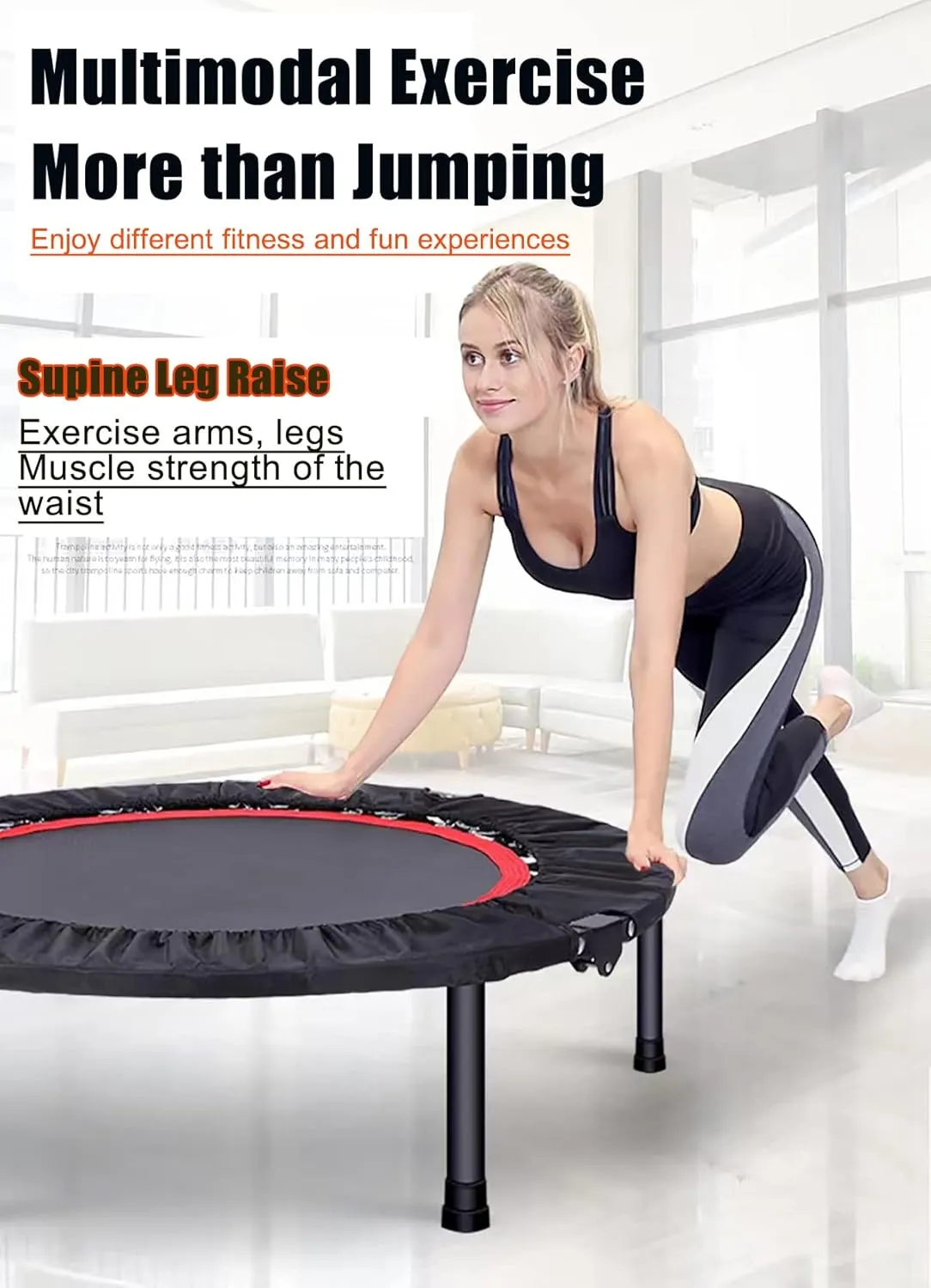 Foldable 48-Inch Round Fitness Trampoline with Premium Springs 350kg