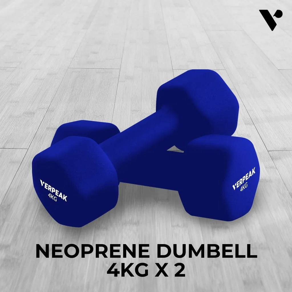 Hex Shape Cast Iron Neoprene Dumbbell Set 4kg x 2 - Verpeak