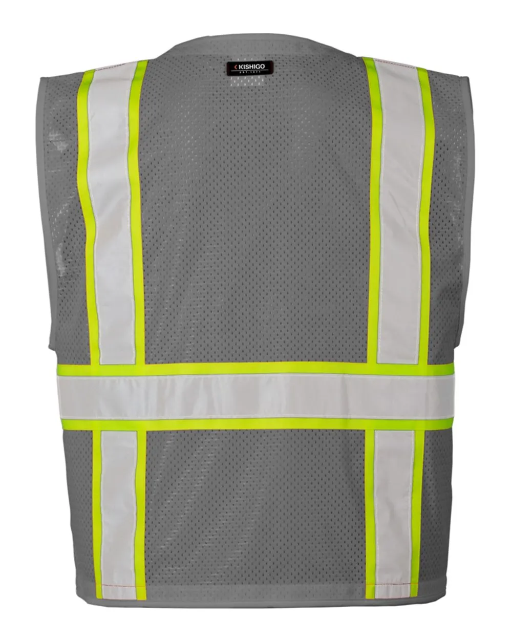 Kishigo - EV Series® Enhanced Visibility Multi-Pocket Mesh Vest - Grey / Lime