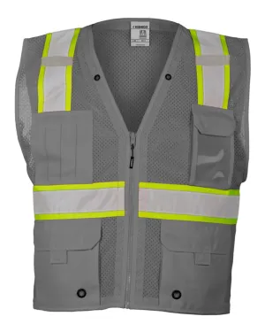 Kishigo - EV Series® Enhanced Visibility Multi-Pocket Mesh Vest - Grey / Lime