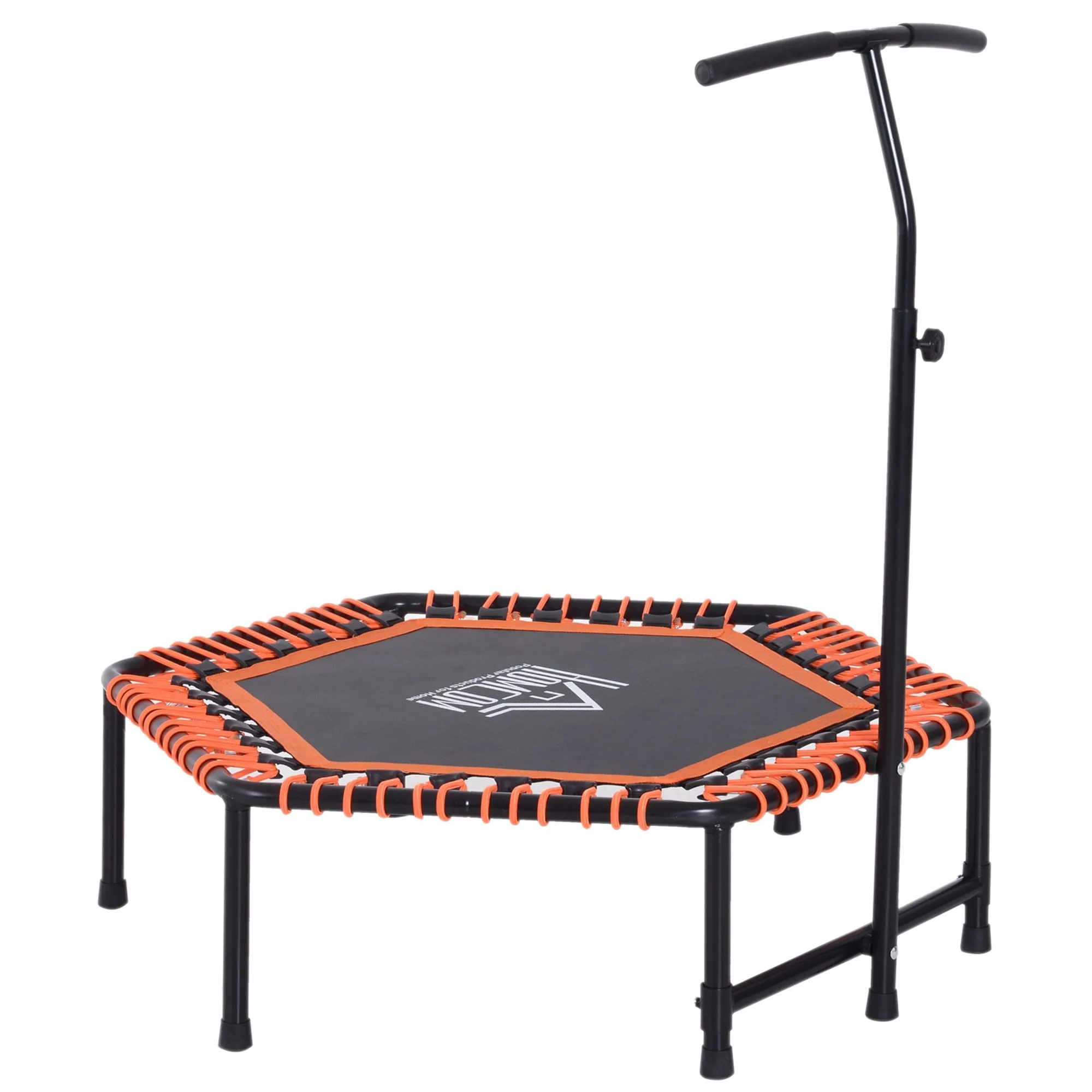 Mini Trampoline Hexagon Exercise Bungee Rebounder Jumper w/ Adjustable Handle Bar