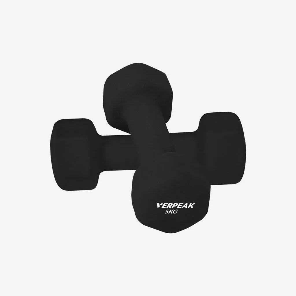 Neoprene Dumbbell Set 5kg x2 Non-Slip Hex – Verpeak