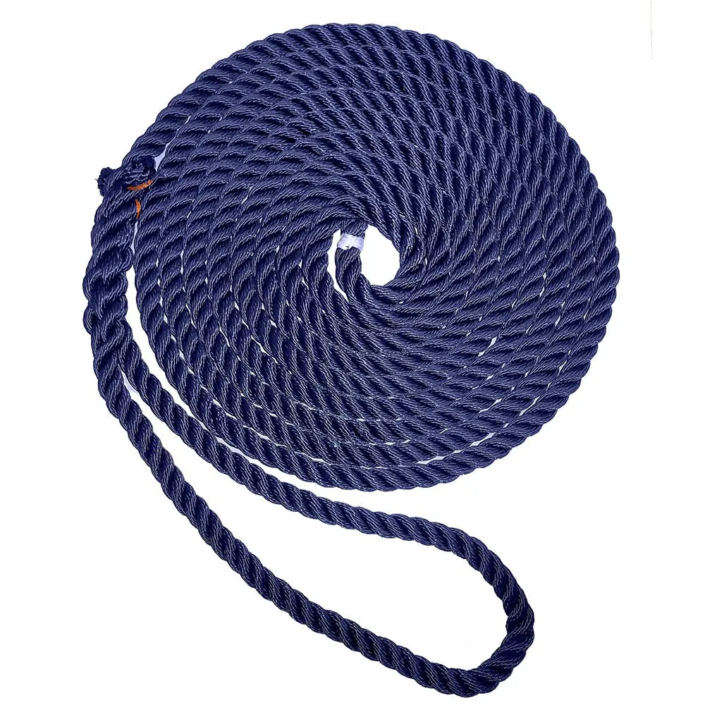 New England Ropes 1/2" Premium 3-Strand Dock Line - Navy Blue - 35