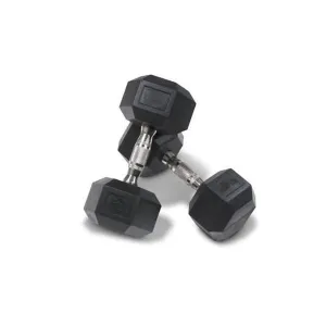 Pair of 47.5kg Rubber Hex Dumbbells