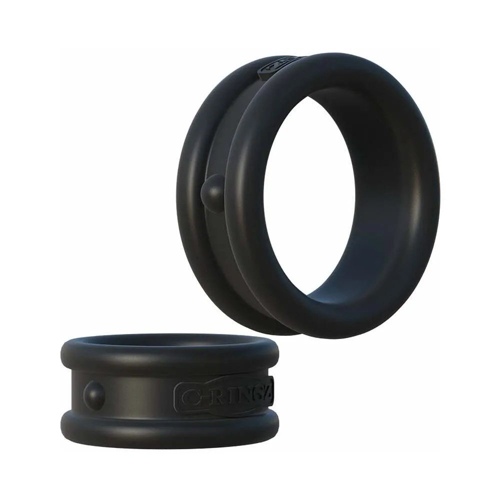 Pipedream Fantasy C-Ringz Max-Width Silicone Rings 2-Piece Set Black